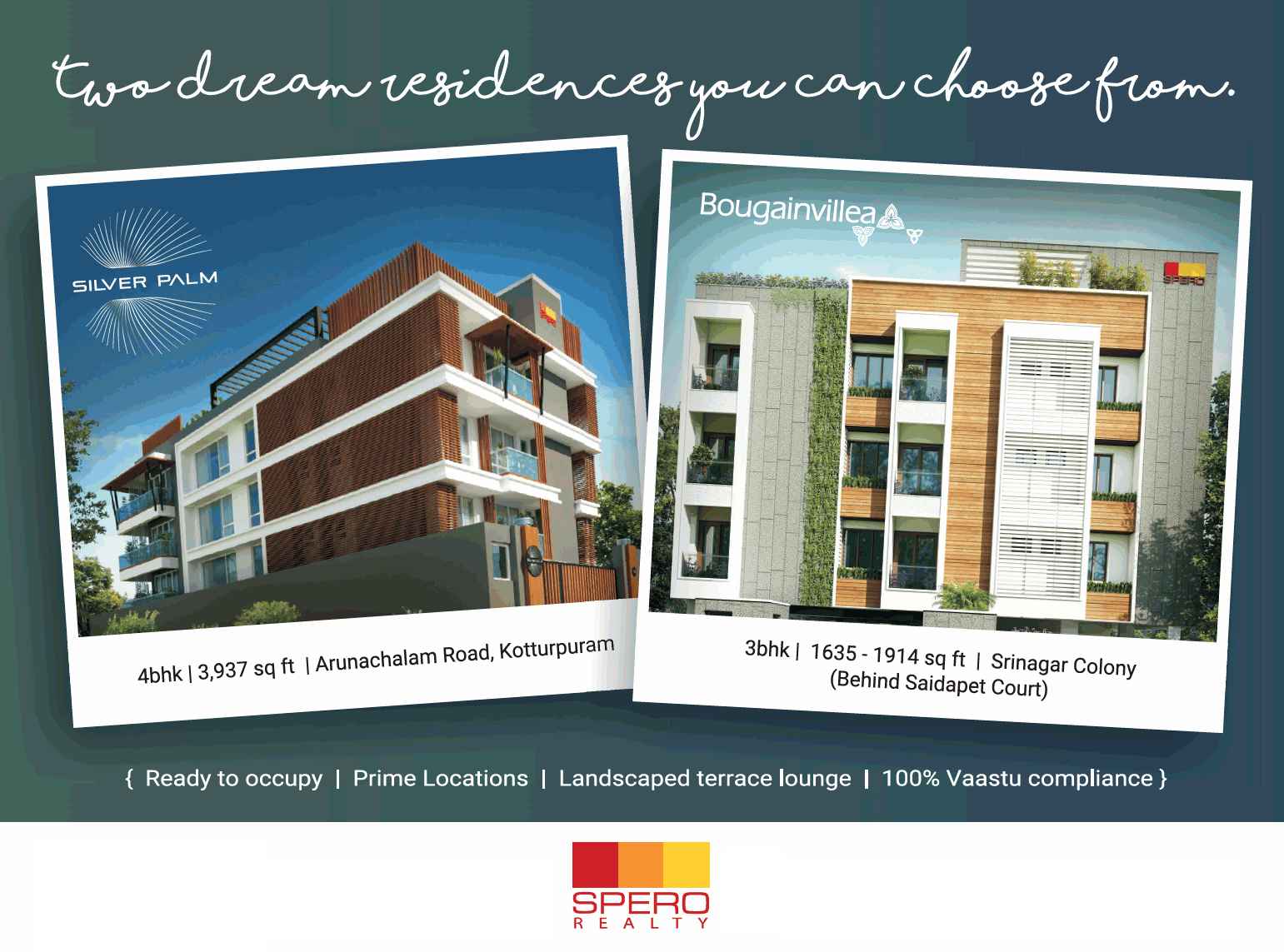Book projects by Spero Realty in the best neighbourhoods of Chennai